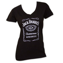 Jack Daniel&#39;s Women&#39;s V-Neck TShirt Black - £27.92 GBP
