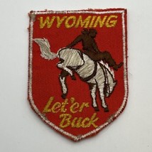 Wyoming Let’er Buck Bucking Bronco Rodeo Cowboy Souvenir Embroidered Pat... - £8.28 GBP