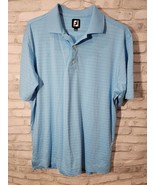 FootJoy Short Sleeve Polo Light Blue Dark Hue Horizontal Lines Size Large L - $456.75 MXN