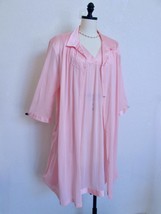 Vtg Vanity Fair Peignoir Set L Nylon Pink Floral Applique Satin Trim Gown Robe - £19.12 GBP