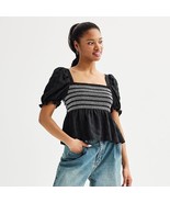 Juniors&#39; Dizzy Lizzy Smocked Short Sleeve Top, Girl&#39;s, Size: Medium, Black - $240.11 MXN