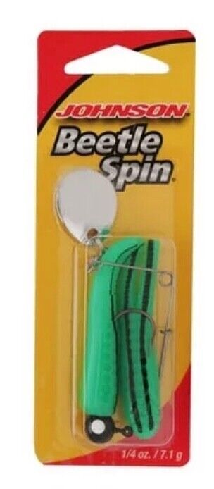 Johnson Beetle Spin Fishing Lure, 1/4 Oz, Green/Black/White Eye, 1 Hook/... - $4.95