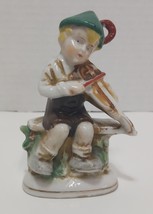 Vtg Bavarian Boy Playing Violin Porcelain Figurine Occupied Japan 3.5&quot; Tall - $9.75