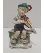 Vtg Bavarian Boy Playing Violin Porcelain Figurine Occupied Japan 3.5&quot; Tall - £7.72 GBP