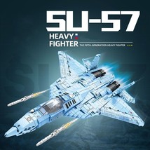 SU57 Fighter Aircraft Building Blocks Military MOC Brick Toys DIY Model 1456pcs - £51.47 GBP