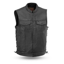 Men&#39;s Leather Vest Sniper Soft Milled Cowhide Bike Vest - £125.15 GBP