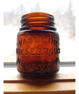 ANTIQUE VASELINE JAR SMALL CHESEBROUGH NEW YORK EARLY BROWN AMBER GLASS - $475.98 MXN