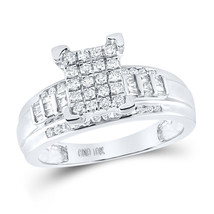 10kt White Gold Round Diamond Cluster Bridal Wedding Engagement Ring 1/2 Ctw - £529.54 GBP