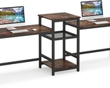 Tribesigns 96.9&quot; Double Computer Desk With Printer Shelf, Extra Long, Da... - $246.99