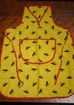 Vintage MOOSE Pattern Yellow Orange Black Cooking Baking Chefs BBQ Apron - $19.99