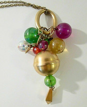 Vintage Chunky Abstract Dangle Cluster Pendant on Gold Tone Chain Necklace - $8.00