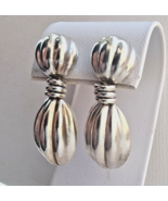 ESTATE 925 STERLING SILVER TWO PIECE MELON SHAPE DEEP PATINA PIERCED  EA... - $1,245.33 MXN