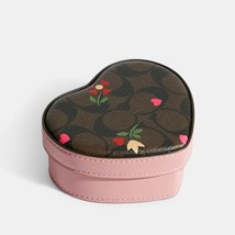 NWT Coach Heart Trinket Box In Signature Canvas With Heart Petal Print - £100.22 GBP