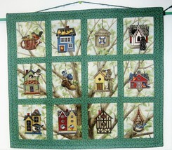 HomeSweetHome Quilted Handmade Wall Quilt in Favorite Blues or Greens - $179.00