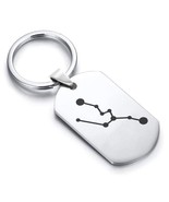 Stainless Steel Taurus (Bull) Astrology Constellations Dog Tag Keychain - £7.86 GBP