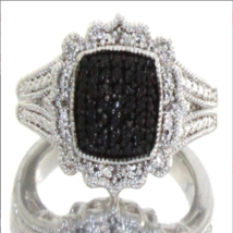 Genuine Elegant Black &amp; White Pave Diamond Ring - £68.03 GBP