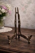 Vintage Brass Easel Stand Ornate Display Plate Frame Holder Decor 9" Cot... - $28.49