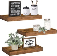 Qeeig Wall Mounted Shelf Bedroom Farmhouse Small 15 Inch Set Of 3, Rustic Brown. - $32.92