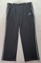 adidas Sweat Pants Men&#39;s 2XL Black 100% Polyester Flat Front Elastic Waist Logo - £18.21 GBP