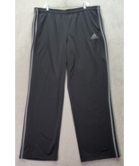 adidas Sweat Pants Men&#39;s 2XL Black 100% Polyester Flat Front Elastic Wai... - £18.23 GBP