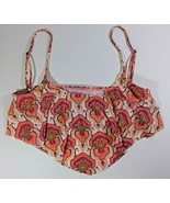 Oneill Womens Bikini Top Medium Geometric Ikat Pink Ruffle Swimsuit Sepa... - $14.99