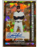 2025 Leaf Baseball Nation Charlie Sheen Gold Ice Auto 1/1 Cleveland - $197.95
