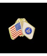 Vintage Masonic American Flag Lapel Pin Red Whit Blue Gold Tone Patriotic - $21.53