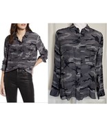 Rails Rhett Charcoal Camo Button Down Long Sleeve Blouse in Gray Women’s Sm - $34.99
