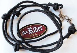 Roping Knotted Horse Tack Western Barrel Reins Nylon Braided Black 60734 - $15.99