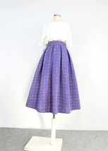 Purple PLAID Pleated Skirt Winter Pleated Plus Size Plaid Skirt Pockets image 1