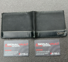 TUMI Black Ballistic Nylon Double Billfold Wallet Leather Signal Vault Distress - £21.88 GBP