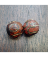 Lot 2 HIMALAYAN Tibetan Central Asian Etched Agate beads Decorated bead ... - $66.27