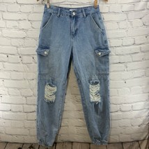 Forever 21 Cropped Cargo Pants Jeans Womens Sz S Small Distressed  - £15.68 GBP