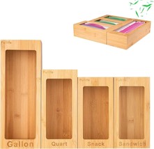 Bamboo Ziplock Bag Storage Organizer for Drawer Food Storage Baggie (4 pack) - £15.44 GBP