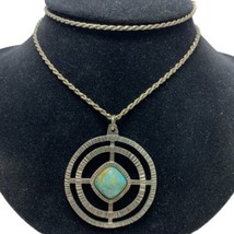 Jorge Jensen Denmark 153 turquoise Pewter Pendant With sterling silver 30” chain - £83.91 GBP