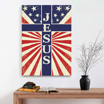 Jesus American Flag Jesus Gift for Jesus Christ Canvas Wall Art Jesus Wall Art - £18.34 GBP+
