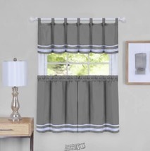 Dakota Tier and Valance Curtain Set Grey 58"X24" - £15.00 GBP