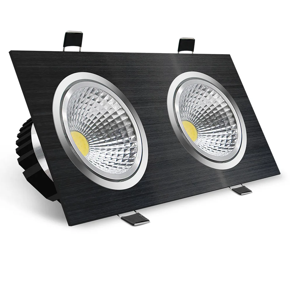 [DBF]Black/White/Silver 2 Heads Square Recessed LED Dimmable Downlight COB 14W 1 - £150.78 GBP