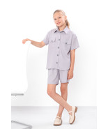 Teen Girls’ Linen Viscose Set – Short Sleeve Shirt with Buttons &amp; Comfy ... - €54,61 EUR+