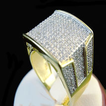 14K Yellow Gold Finish Simulated Diamond Mens Pinky Wedding Band Ring 0.80 Tcw - £104.61 GBP