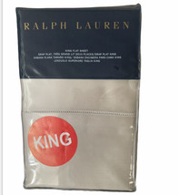 Ralph Lauren RL 624 Solid Sateen King Flat Sheet Vintage Silver New With Tag - £102.87 GBP