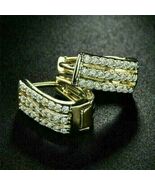 Orecchini a cerchio da donna a 3 file di zirconi cubici da 2 ct, placcat... - $111.82