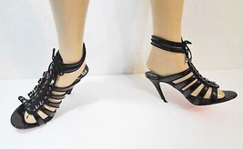 Betsey Johnson 8.5 M Gladiator Black Patent 4.5&quot; Stiletto Heels Strappy ... - £27.02 GBP