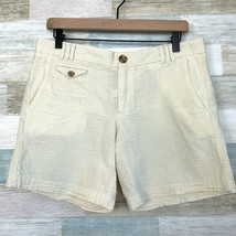 Banana Republic Seersucker Shorts Light Yellow Mid Rise Cotton Stretch W... - £7.89 GBP