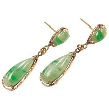 14k Gold Jade Dangle Earrings - £1,070.40 GBP