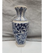 Vintage Blue/White Floral Vase, 7&#39;&#39;, &quot;Hand Painted in Thailand&quot; - $18.99