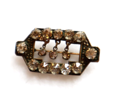 Unique Victorian Dangling Paste Stone Brooch Riveted Prong Settings Antique - £33.47 GBP