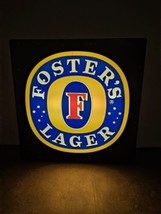 FOSTER&#39;S LAGER BEER SIGN LIGHTED VINTAGE 1986 ADVERTISING SIGN 18&quot;x18&quot; -... - £85.26 GBP