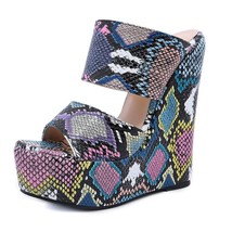 Wee Sandals Women Sexy Peep Toe Platform Snake Print Sandales femme Plus Size 35 - £51.92 GBP