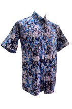 Batik Violet Purple Paisley Men Shirt Tie Dye Hawaiian Penang Tropical Malaysia - £30.84 GBP